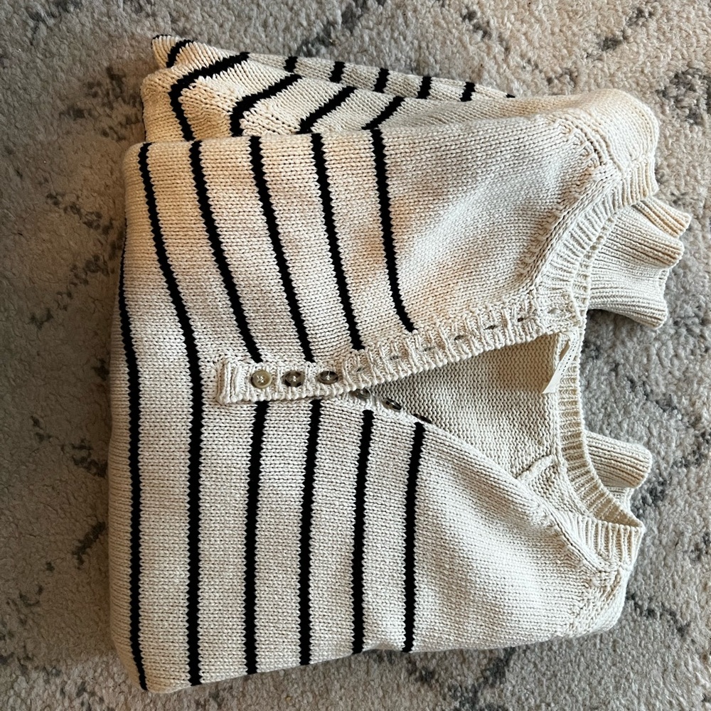 Sezane Leontine Jumper size small navy and ecru stripe